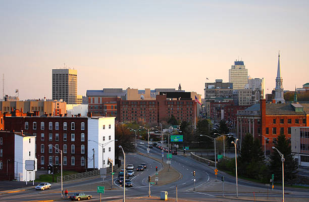 Aerial view of downtown Worcester, Massachusetts